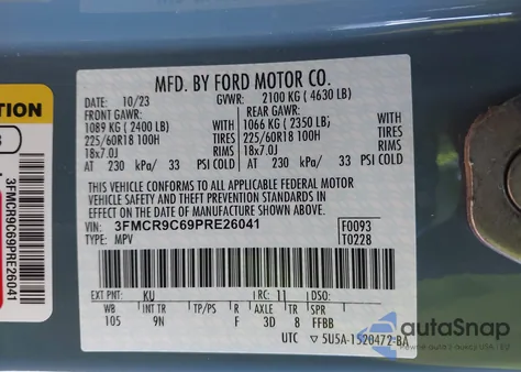 2023 Ford Bronco Sport Outer Banks from USA, damaged, VIN 3FMCR9C69PRE26041